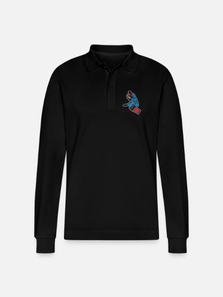 Little Snowboarder - Stanley/Stella Organic Unisex Long-Sleeved Polo Shirt Prepster - black