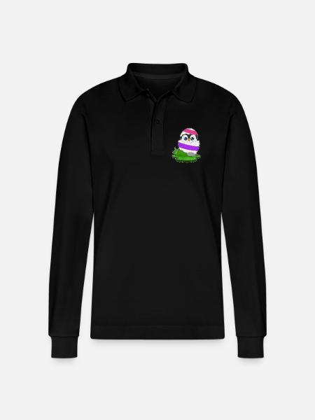 Penguin Easter Easter Egg - Stanley/Stella Organic Unisex Long-Sleeved Polo Shirt Prepster - black