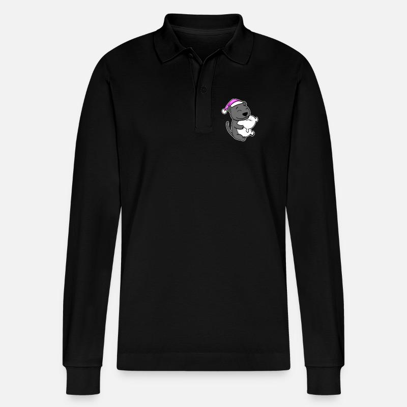 Tired Sleeping In Sleeping Pink - Stanley/Stella Organic Unisex Long-Sleeved Polo Shirt Prepster - black