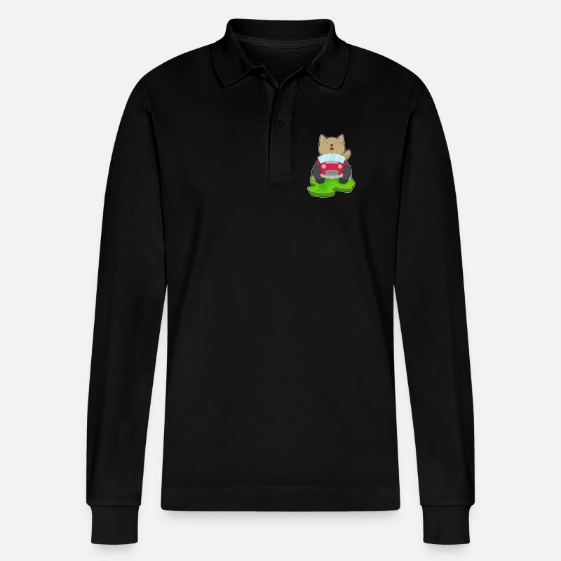 Katze Auto - Stanley/Stella Unisex Bio-Langarm-Poloshirt Prepster - Schwarz