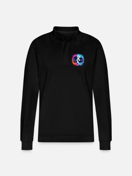 Bull vs Bear Exchange Battle - Stanley/Stella Organic Unisex Long-Sleeved Polo Shirt Prepster - black