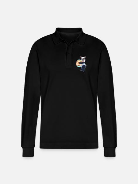 Panda Ostern Osterei - Stanley/Stella Unisex Bio-Langarm-Poloshirt Prepster - Schwarz