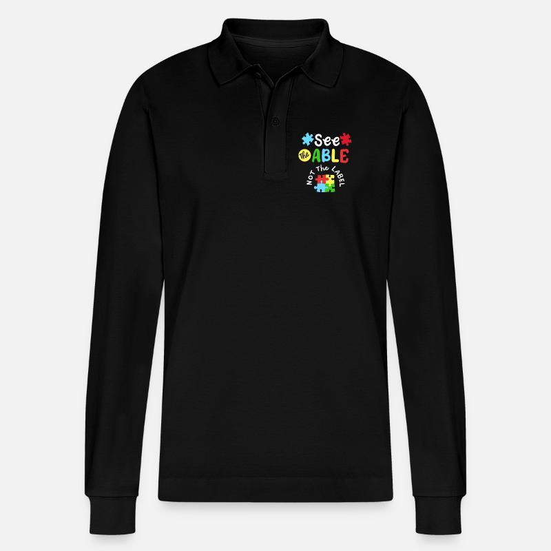 Autismus Bewusstsein SPED Lehrer - Stanley/Stella Unisex Bio-Langarm-Poloshirt Prepster - Schwarz