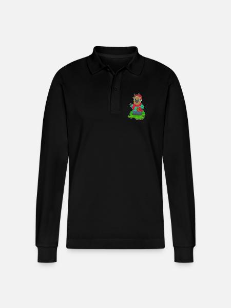 Reindeer Christmas Package - Stanley/Stella Organic Unisex Long-Sleeved Polo Shirt Prepster - black