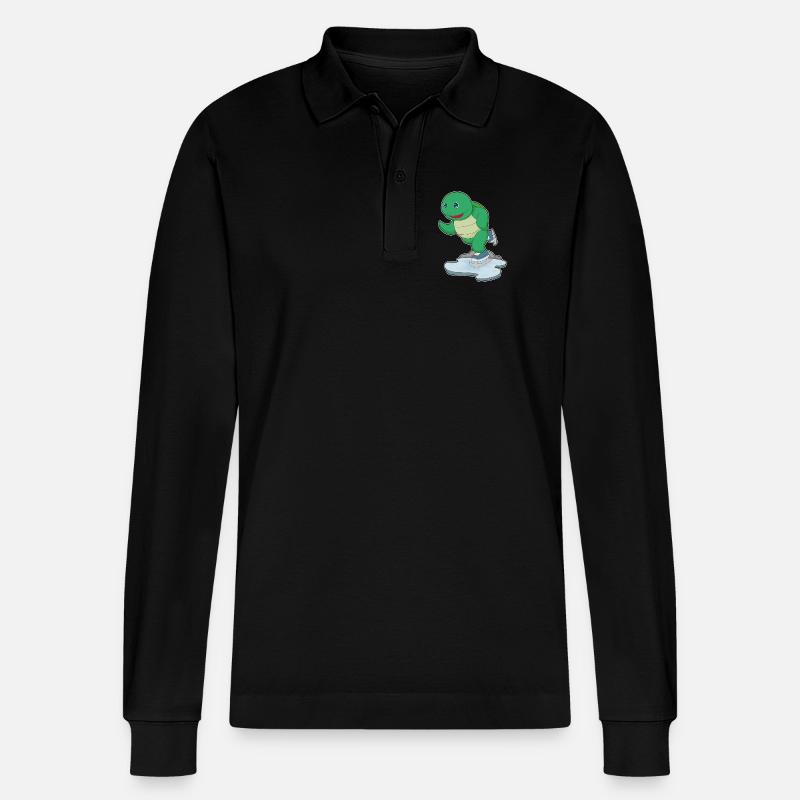 Schildkröte Eislaufen Schlittschuhe - Stanley/Stella Unisex Bio-Langarm-Poloshirt Prepster - Schwarz