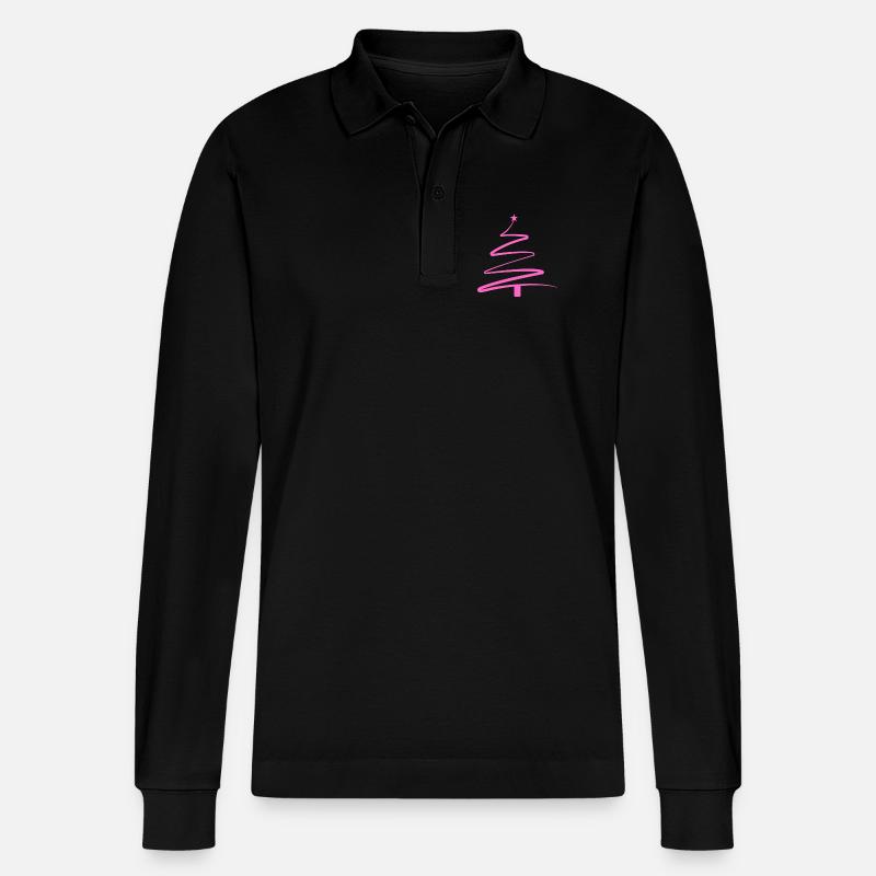 Pink Spirale Weihnachtsbaum - Stanley/Stella Unisex Bio-Langarm-Poloshirt Prepster - Schwarz