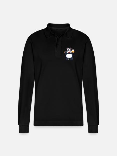 Panda Baseball Baseball Bat - Stanley/Stella Organic Unisex Long-Sleeved Polo Shirt Prepster - black