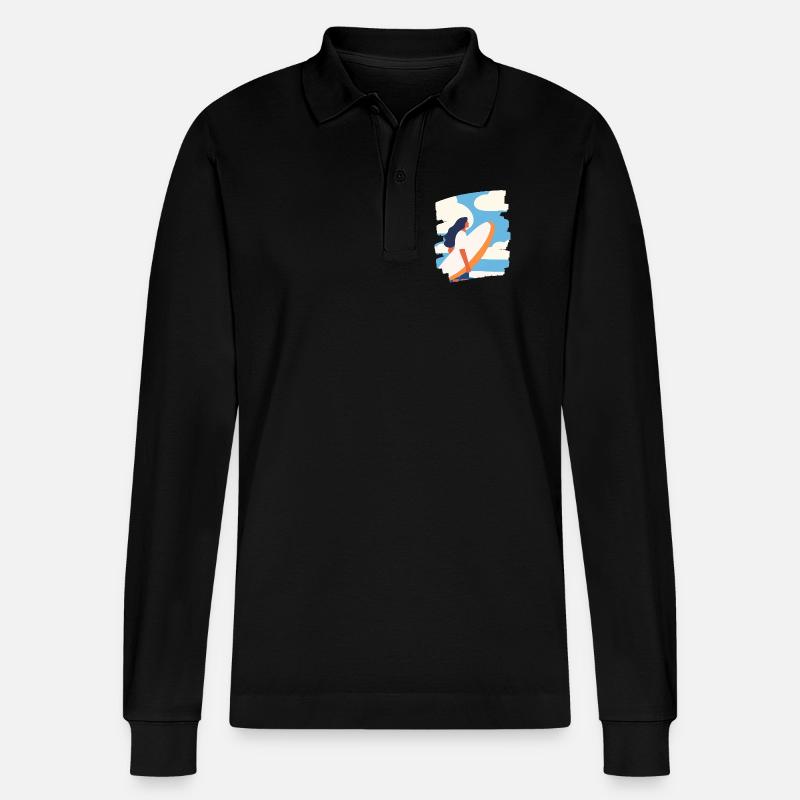 Surfer - Stanley/Stella Unisex Bio-Langarm-Poloshirt Prepster - Schwarz