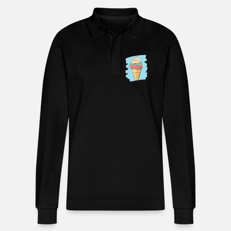 Eiscreme Eis - Stanley/Stella Unisex Bio-Langarm-Poloshirt Prepster - Schwarz