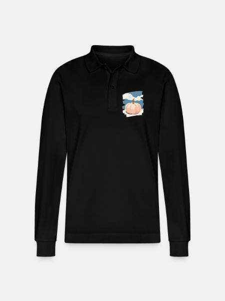Pumpkin - Stanley/Stella Organic Unisex Long-Sleeved Polo Shirt Prepster - black