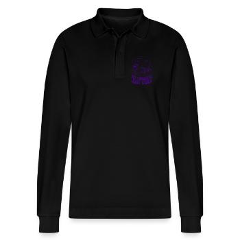 No Thoughts Just Vibes Chill Capybara - Stanley/Stella Organic Unisex Long-Sleeved Polo Shirt Prepster - black - Front - Anna (173cm) & Nico (186cm)