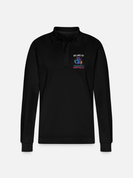 Lustiges Trinker Design Einhorn - Stanley/Stella Unisex Bio-Langarm-Poloshirt Prepster - Schwarz