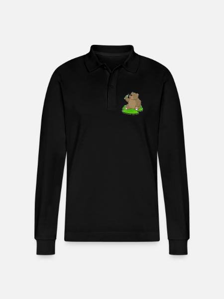Bear bouteille de bière - Polo à manches longues bio PREPSTER Stanley/Stella Unisexe - noir