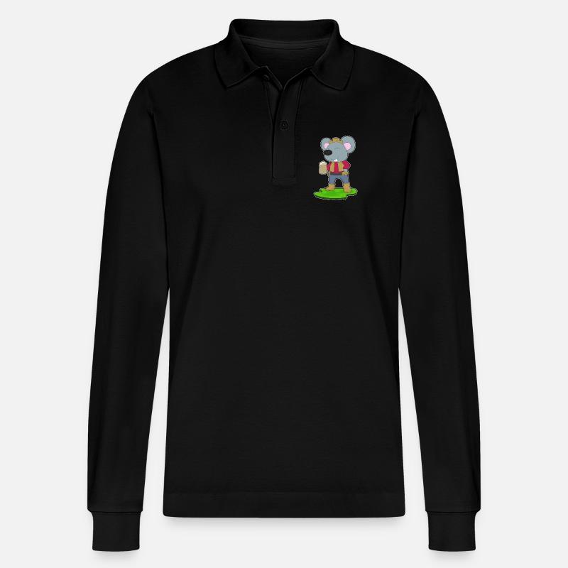 Maus Bierkrug Bier - Stanley/Stella Unisex Bio-Langarm-Poloshirt Prepster - Schwarz