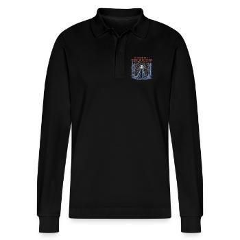 Gothic Web Quote Shirt – Dark Fantasy - Stanley/Stella Organic Unisex Long-Sleeved Polo Shirt Prepster - black - Front - Anna (173cm) & Nico (186cm)