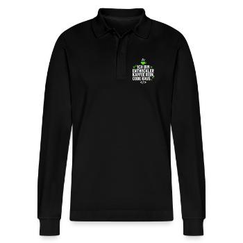 Entwickler Kaffee Programmier Spruch - Stanley/Stella Unisex Bio-Langarm-Poloshirt Prepster - Schwarz - Vorne - Anna (173cm) & Nico (186cm)
