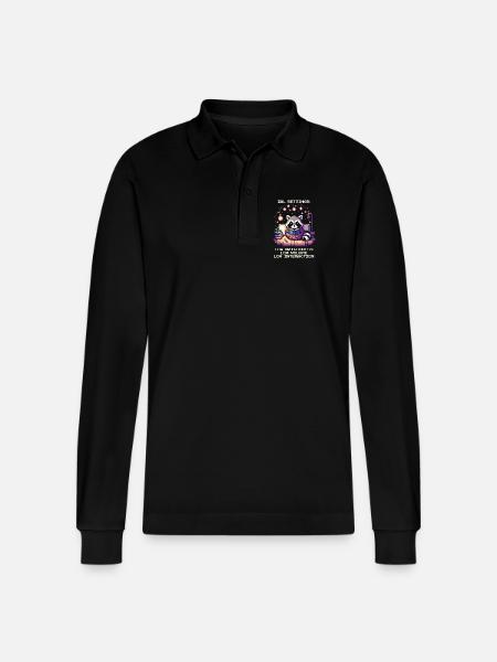 IRL: dark, quiet, little contact | Introversion - Stanley/Stella Organic Unisex Long-Sleeved Polo Shirt Prepster - black