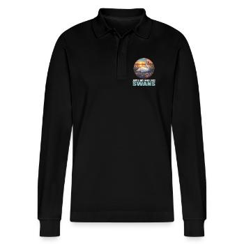 Schwäne Schwan - Stanley/Stella Unisex Bio-Langarm-Poloshirt Prepster - Schwarz - Vorne - Anna (173cm) & Nico (186cm)