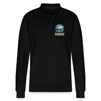 Schwäne Schwan - Stanley/Stella Unisex Bio-Langarm-Poloshirt Prepster - Schwarz - Vorne - Anna (173cm) & Nico (186cm)