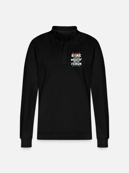 Beinbruch Gebrochener Oberschenkel Bone Jour - Stanley/Stella Unisex Bio-Langarm-Poloshirt Prepster - Schwarz