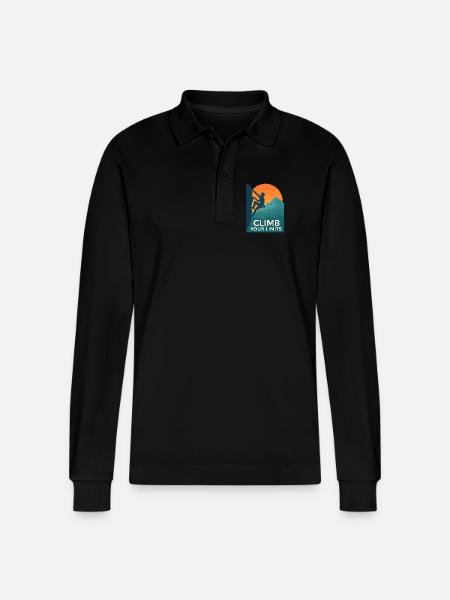  Climb Your Limits – Klettern & Bouldern - Stanley/Stella Unisex Bio-Langarm-Poloshirt Prepster - Schwarz