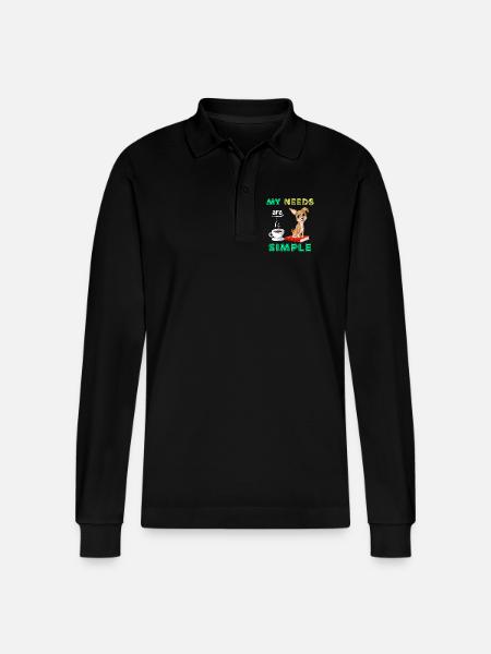 Chihuahua Coffee Reading - Stanley/Stella Organic Unisex Long-Sleeved Polo Shirt Prepster - black