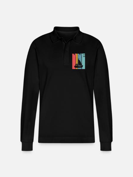 9th Birthday Sailing Ship - Stanley/Stella Organic Unisex Long-Sleeved Polo Shirt Prepster - black
