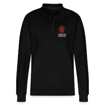 Piercing Addict Body Mod Enthusiast - Stanley/Stella Organic Unisex Long-Sleeved Polo Shirt Prepster - black - Front - Anna (173cm) & Nico (186cm)