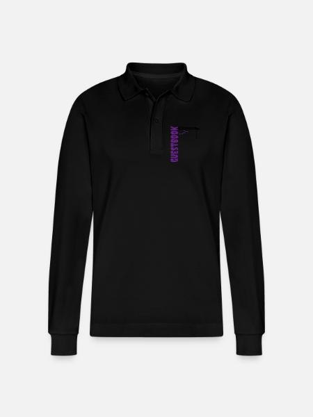 Guestbook Halloween Party - Stanley/Stella Organic Unisex Long-Sleeved Polo Shirt Prepster - black