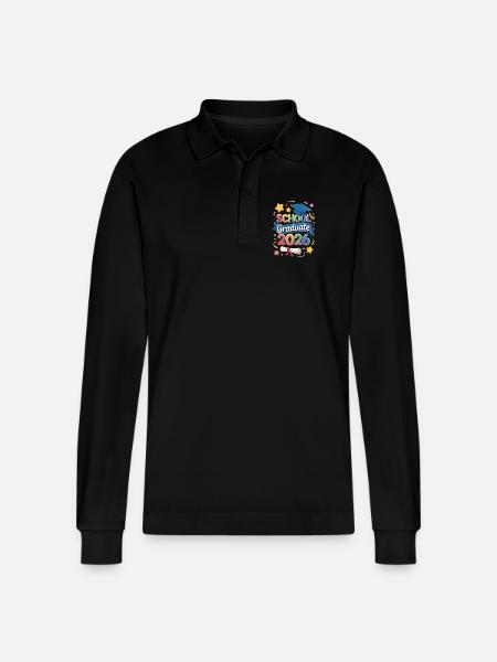 School Graduate 2026 Design - Stanley/Stella Organic Unisex Long-Sleeved Polo Shirt Prepster - black
