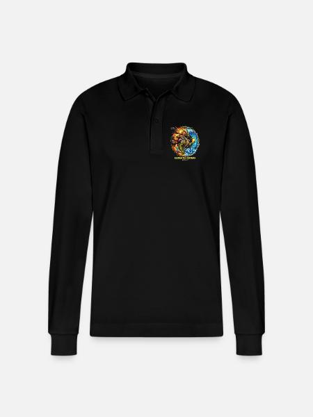 Elemental Chimera | Drache der 3 Elemente - Stanley/Stella Unisex Bio-Langarm-Poloshirt Prepster - Schwarz