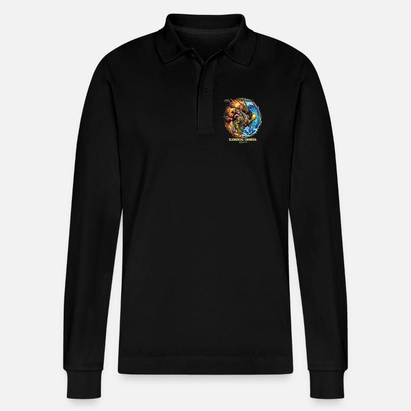 Elemental Chimera | Drache der 3 Elemente - Stanley/Stella Unisex Bio-Langarm-Poloshirt Prepster - Schwarz
