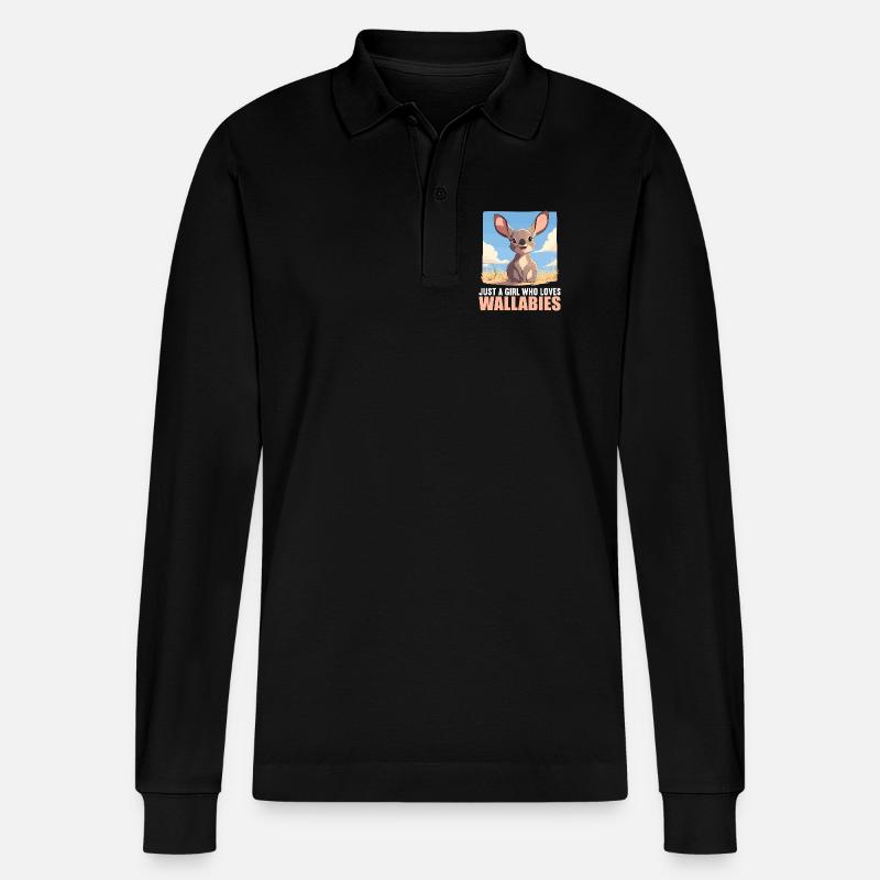 Wallabys Wallaby - Stanley/Stella Unisex Bio-Langarm-Poloshirt Prepster - Schwarz