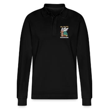 Seeotter-pun-weihnachts-rentiere - Stanley/Stella Unisex Bio-Langarm-Poloshirt Prepster - Schwarz - Vorne - Anna (173cm) & Nico (186cm)