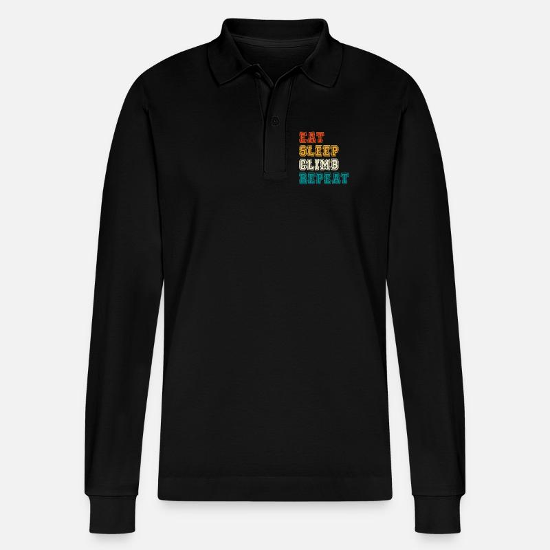 Eat Sleep Climb Repeat Design - Stanley/Stella Unisex Bio-Langarm-Poloshirt Prepster - Schwarz