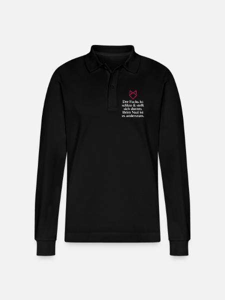 Gegen Rechts - Stanley/Stella Unisex Bio-Langarm-Poloshirt Prepster - Schwarz