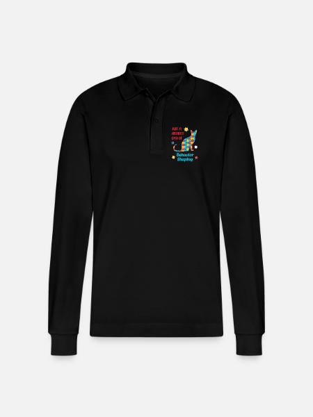Be Kind – Autism Awareness - Stanley/Stella Organic Unisex Long-Sleeved Polo Shirt Prepster - black