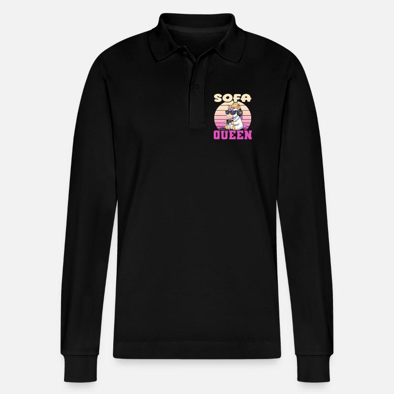 Sofa Queen - Einhorn zocken - Stanley/Stella Unisex Bio-Langarm-Poloshirt Prepster - Schwarz