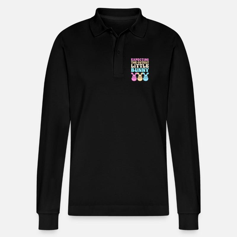 Gender Reveal Ostern Werdende Mutter - Stanley/Stella Unisex Bio-Langarm-Poloshirt Prepster - Schwarz