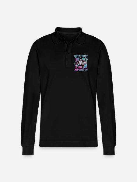 Birthday Gamer VR - Stanley/Stella Organic Unisex Long-Sleeved Polo Shirt Prepster - black