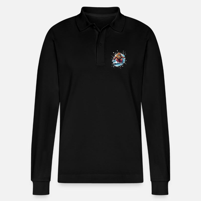 Löwe Snowboard - Stanley/Stella Unisex Bio-Langarm-Poloshirt Prepster - Schwarz