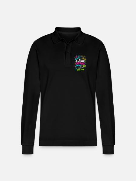Alpine Dreams | Winter Ski Design - Stanley/Stella Organic Unisex Long-Sleeved Polo Shirt Prepster - black
