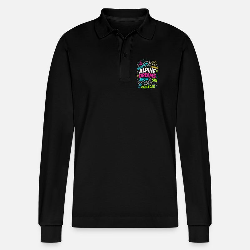 Alpine Dreams | Winter Ski Design - Stanley/Stella Unisex Bio-Langarm-Poloshirt Prepster - Schwarz