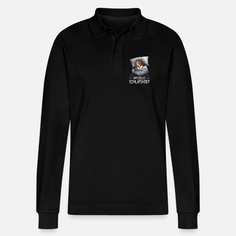 Beagle Schlafshirt Kuscheldecke - Stanley/Stella Unisex Bio-Langarm-Poloshirt Prepster - Schwarz