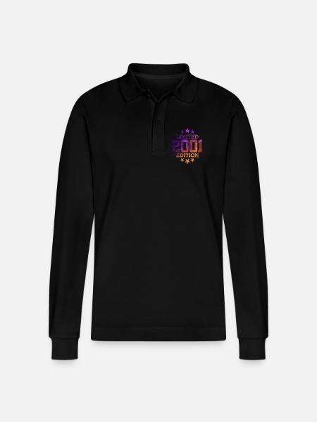 LIMITED EDITION 2001 25TH BIRTHDAY - Stanley/Stella Organic Unisex Long-Sleeved Polo Shirt Prepster - black