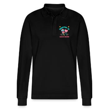 Candy Lover Fashion Sugar Junkie Vibes - Stanley/Stella Organic Unisex Long-Sleeved Polo Shirt Prepster - black - Front - Anna (173cm) & Nico (186cm)