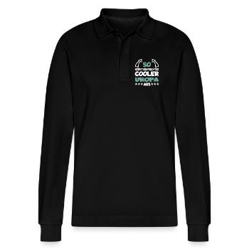 Really Cool Great-Grandpa Funny Gift - Stanley/Stella Organic Unisex Long-Sleeved Polo Shirt Prepster - black - Front - Anna (173cm) & Nico (186cm)