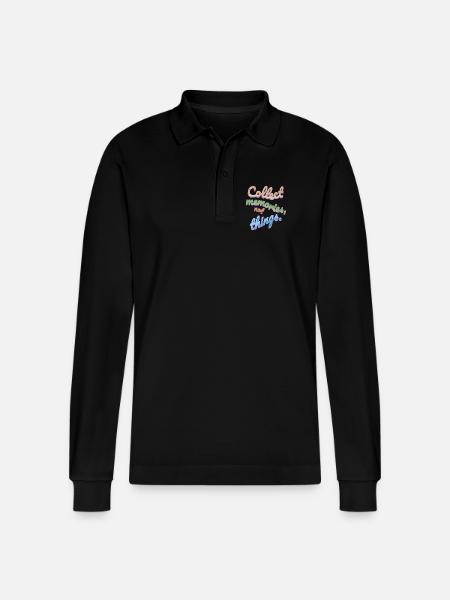 Collect Memories Not Things - Stanley/Stella Organic Unisex Long-Sleeved Polo Shirt Prepster - black