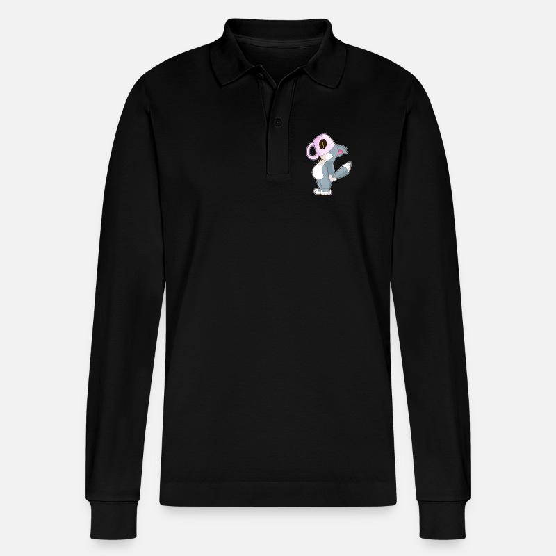 Katze Kaffee Tasse - Stanley/Stella Unisex Bio-Langarm-Poloshirt Prepster - Schwarz