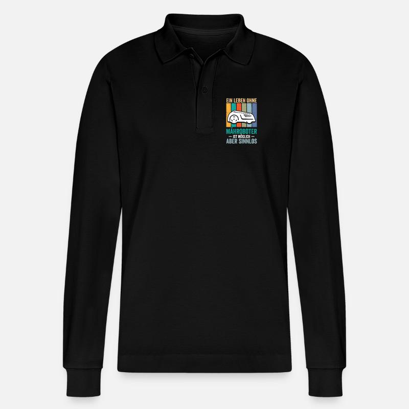 Ein Leben Ohne Mähroboter - Stanley/Stella Unisex Bio-Langarm-Poloshirt Prepster - Schwarz